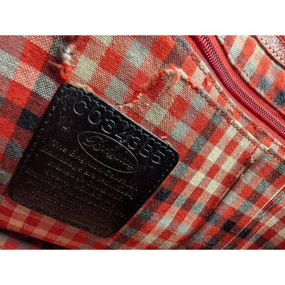 Vintage Brighton Red Leather Shoulder Bag with Heart Charm and Gingham Lining - Picture 10 of 10